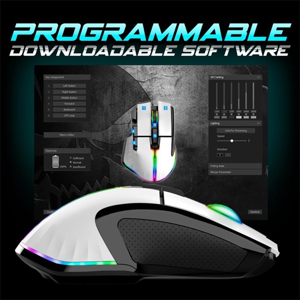 Spirit of Gamer PRO-M5 Arctic Wireless Optikai  8000DPI Vezeték nélküli Egér  Fehér 