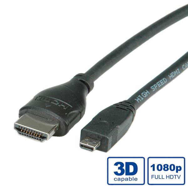 Roline HDMI High Speed Ethernet --> micro HDMI kábel 2m (11.04.5581-10)