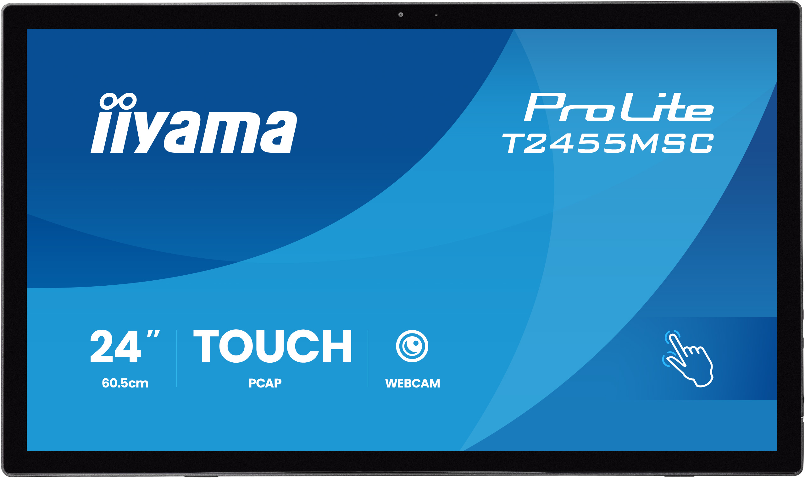 iiyama 23,8" Prolite T2455MSC-B2 IPS LED Monitor - 1920x1080, Full HD, 120Hz, 5ms, Hangszóró, Érintőképernyő,  WEBCAM, Fekete
