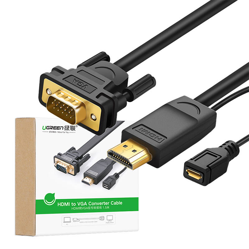 HDMI to VGA Adapter UGREEN MM101, round, 1.5m (black)