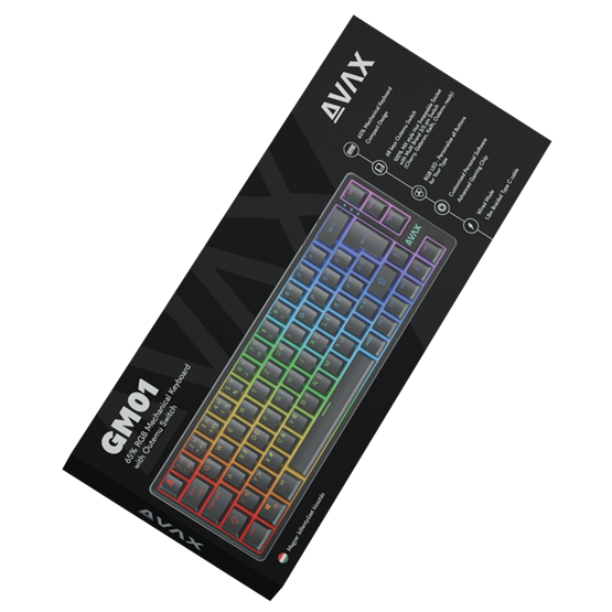  AVAX GM01 65% RGB mechanikus vezetékes billentyűzet Outemu barna switch