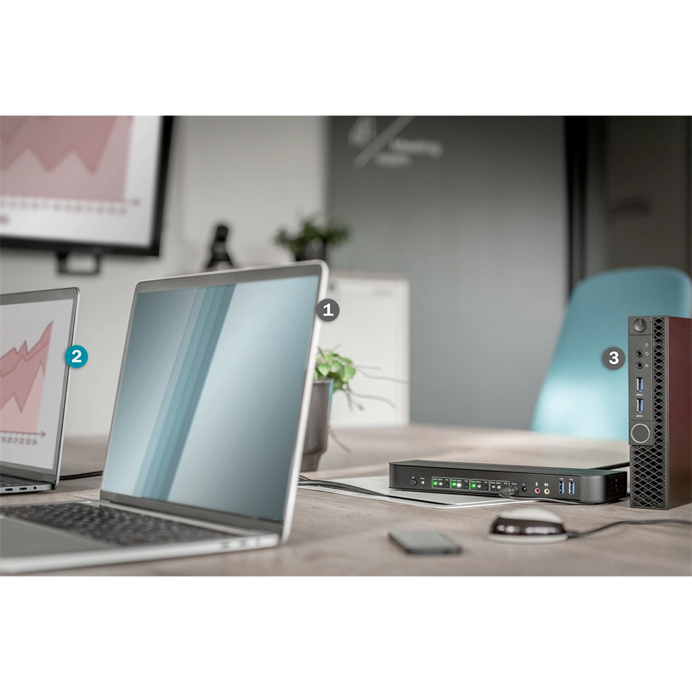 Digitus 4-Port, 4K60Hz, 4x DP in, 1x DP/HDMI out KVM Switch