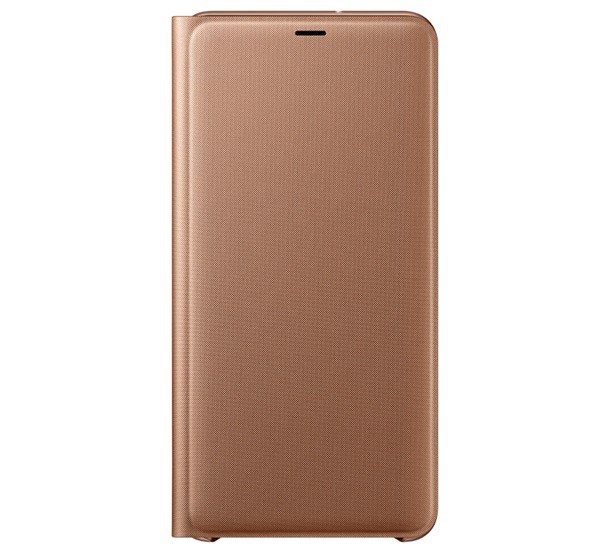SAMSUNG tok álló (aktív FLIP, oldalra nyíló, bankkártya tartó, textil minta) ARANY [Samsung Galaxy A7 (2018) SM-A750F]