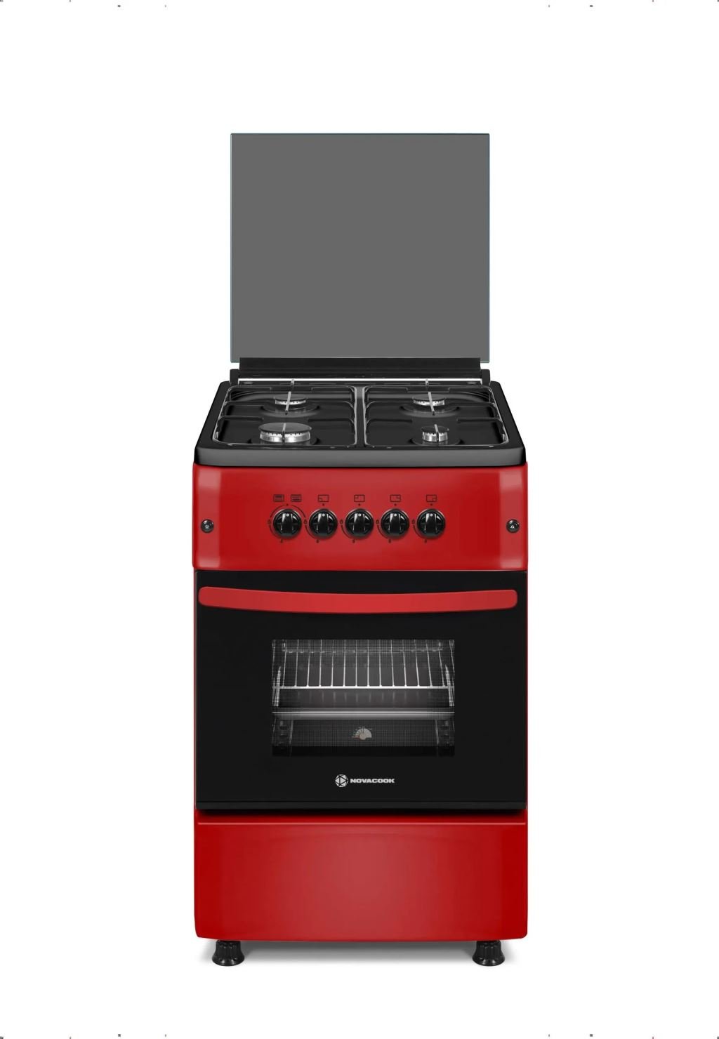 Novacook F5S40G2R PB-gáz üzemű gáztűzhely meggypiros  