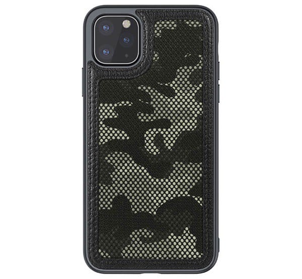 NILLKIN CAMO műanyag telefonvédő (bőr hatású, kamera védelem, terep minta) FEKETE [Apple iPhone 12 Pro]