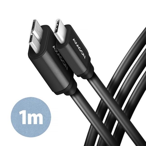 Axagon BUMM3-CM10AB micro USB 3.2 Gen 1 B - USB C 1 m fekete kábel Axagon BUMM3-CM10AB micro USB 3.2 Gen 1 B - USB C 1 m fekete kábel