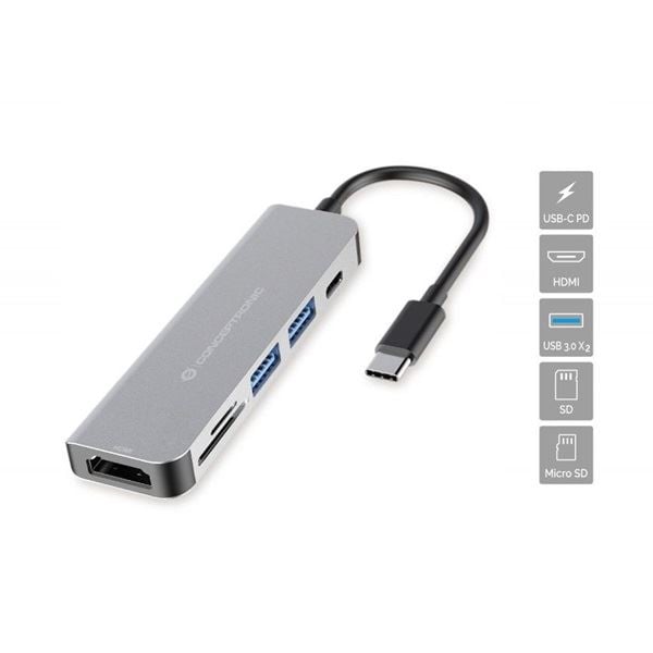 Conceptronic DONN02G USB-C notebook dokkoló szürke