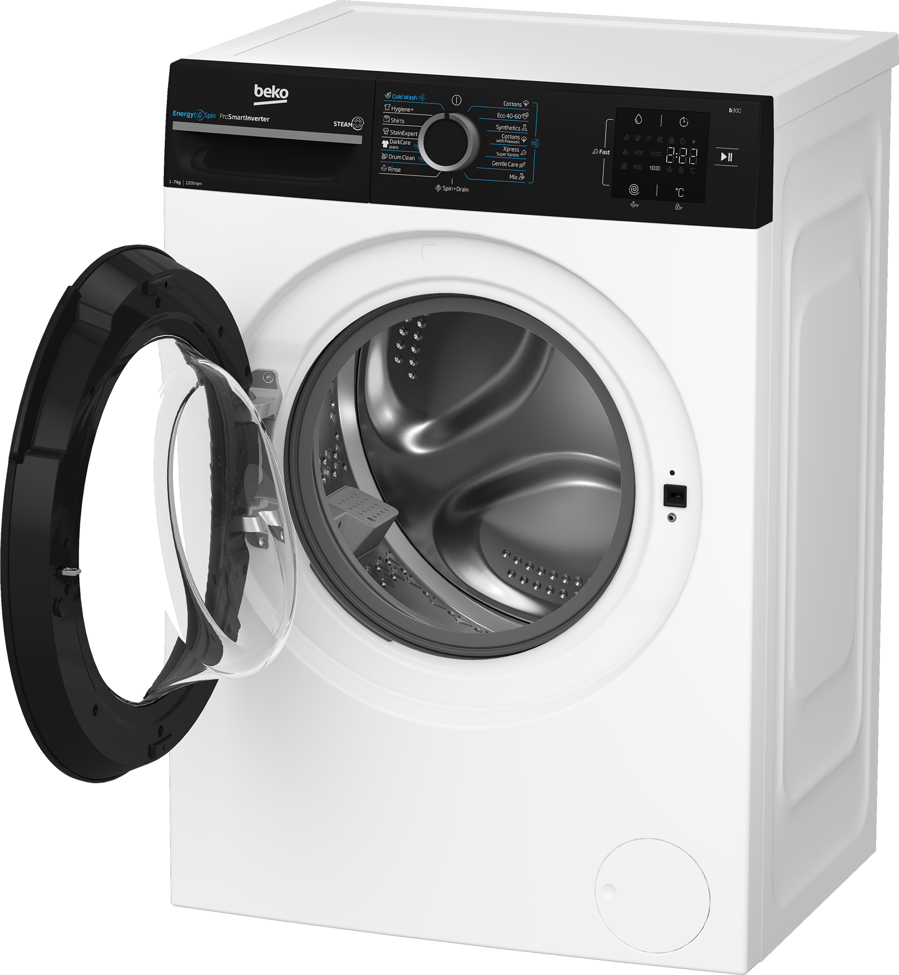 Beko BM3WFSU37213WPBB Elöltöltős mosógép – 7 kg, 1200 ford./perc, B Energiaosztály, SteamCure gőz technológia, OptiSense, Hygiene+