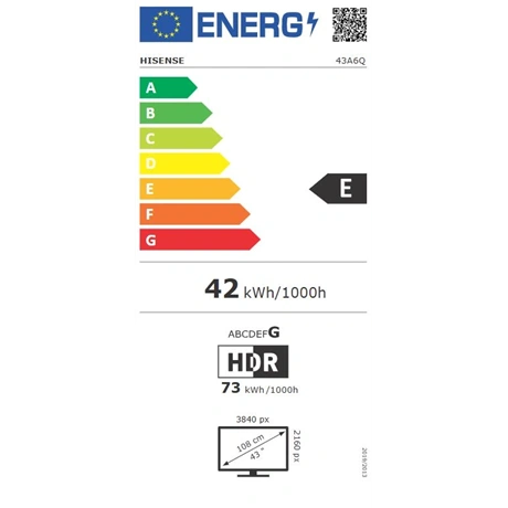 Hisense 43" 43A6Q 4K UHD Smart LED TV