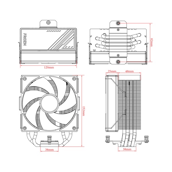 ID-Cooling CPU Cooler - FROZN A410 BLACK (28.95dB; max. 132,94 m3/h; 4pin csatlakozó, 4 db heatpipe, 12cm, PWM)