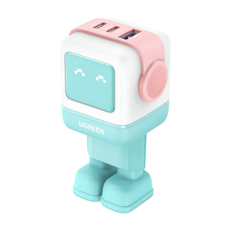 Wall charger Ugreen Nexode RG (Robot GaN) , 2x USB-C + USB, 65W (pink - blue) Wall charger Ugreen Nexode RG (Robot GaN) , 2x USB-C + USB, 65W (pink - blue)