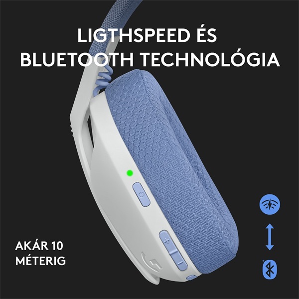 Logitech G435 LIGHTSPEED vezeték nélküli Gaming headset fehér (981-001074)