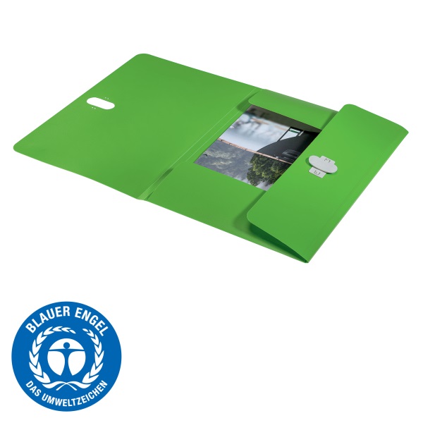 Iratvédő mappa, 11 mm, PP, A4, LEITZ "Recycle", zöld