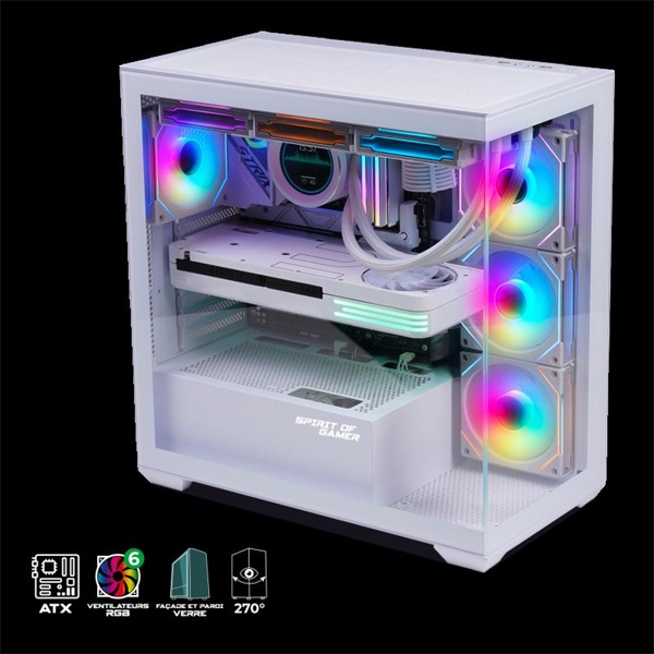 Spirit of Gamer SPARK Arctic Fehér  ablakos  9x12cm ventilátor  ATX Számítógépház 