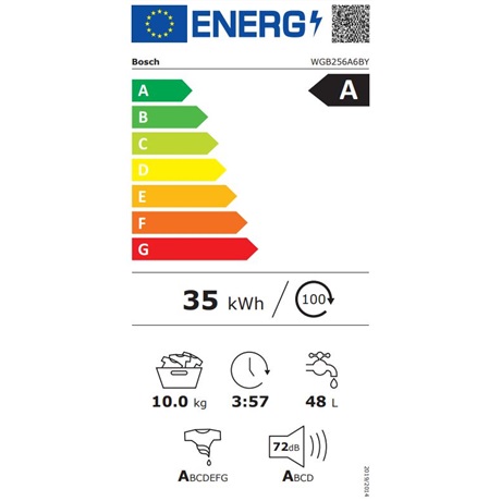 Bosch WGB256A6BY Elöltöltős mosógép Fehér/Fekete - 10 kg, A Energiaosztály