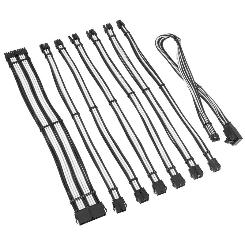 Kolink Core Pro fonott kábelhosszabbító kit 12V-2x6 Type 2 Jet Black/Brilliant White (COREPRO-EK-12VT2-BWH)