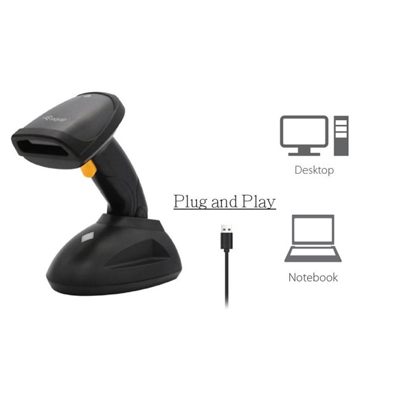 EQuip Wireless 1D Laser Barcode Scanner Long Distance with Stand Vonalkódolvasó Fekete