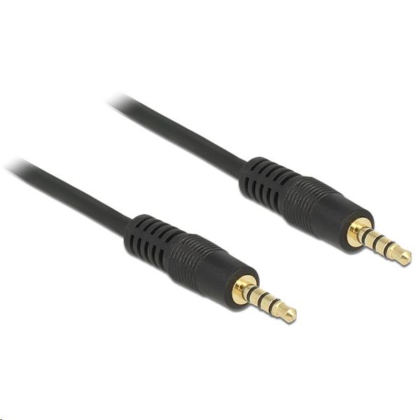 Delock 83435 3.5 mm sztereó jack 4 érintkezős apa -> apa 1m kábel Delock 83435 3.5 mm sztereó jack 4 érintkezős apa -> apa 1m kábel