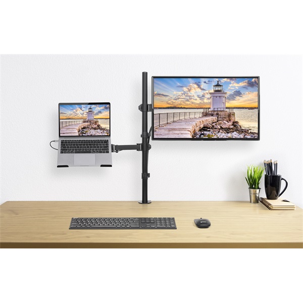 Manhattan 1db monitor + 1 db laptop   min.VESA:75x75  13"-32"-ig asztali állvány   fekete