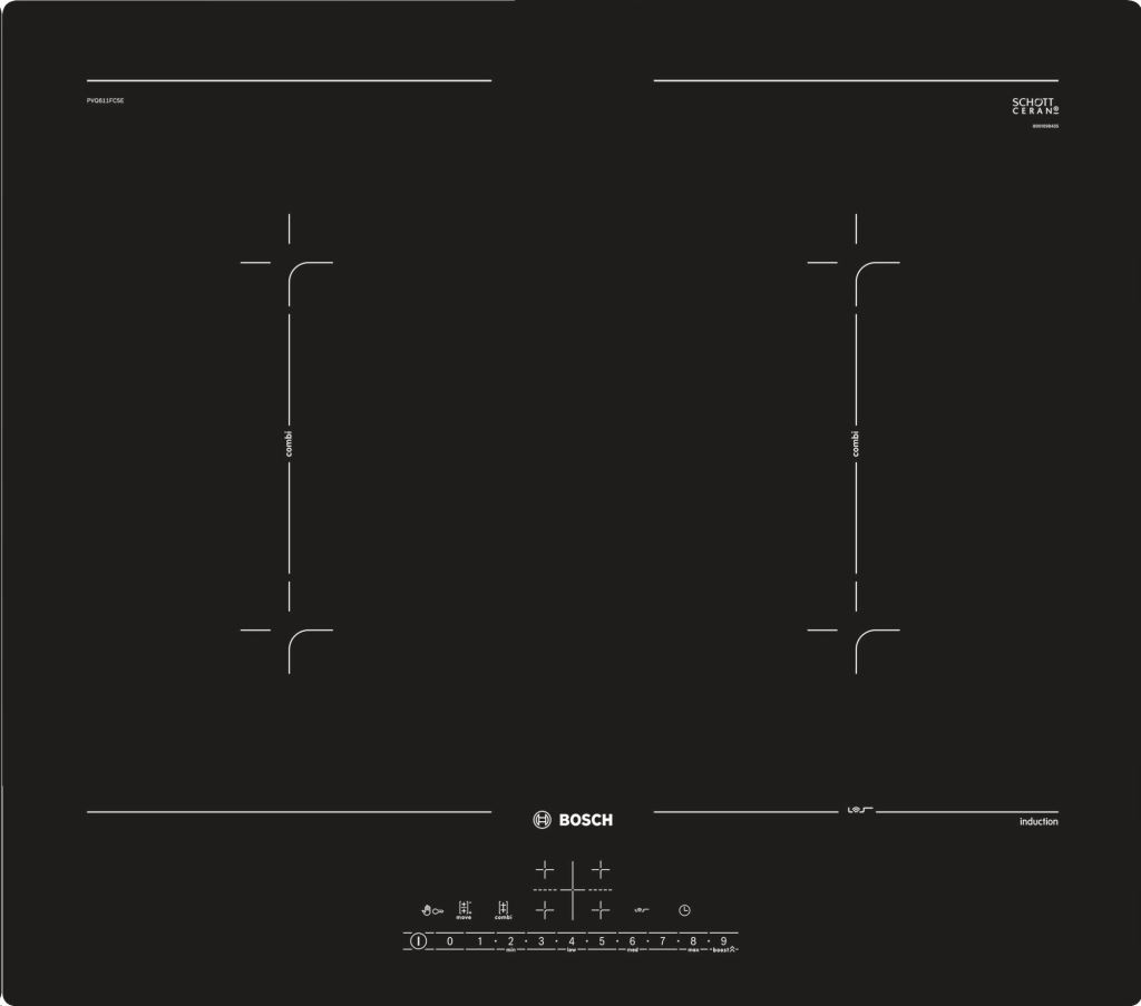 Bosch PVQ611FC5E beépíthető önálló indukciós üvegkerámia főzőlap