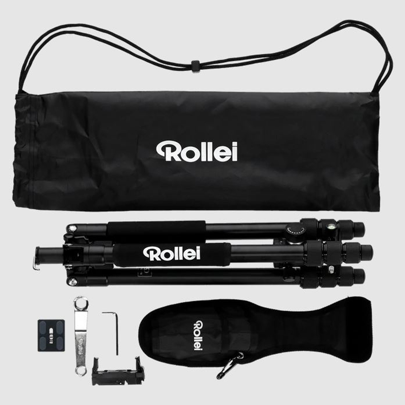 Rollei C5-i állvány + monopod + gömbfej + telefontartó adapter + táska, narancssárga