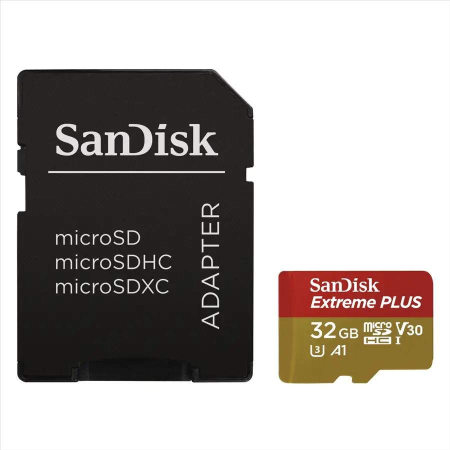 Sandisk 173424 / SDSQXBG-032G-GN6MA 32GB microSDHC Extreme Plus V30 U3 A1 + adapter  