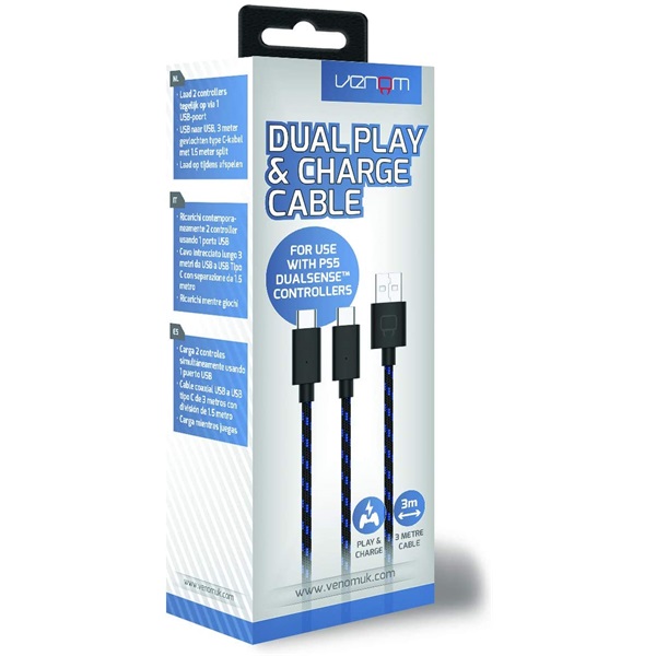Venom VS5002 Dual Play & Charge USB Type-C töltőkábel 3 m Venom VS5002 Dual Play & Charge USB Type-C töltőkábel 3 m