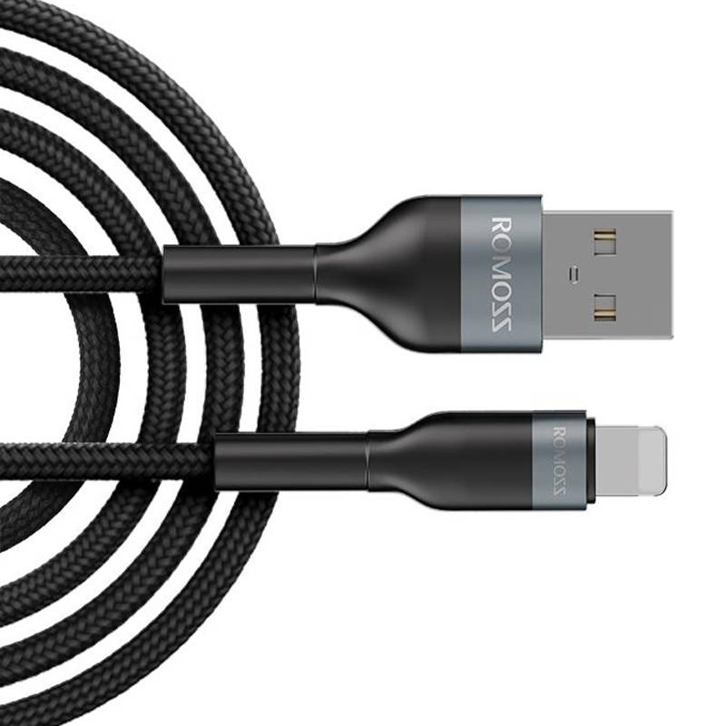 USB cable for Lightning Romoss CB12B 2.4A 1m (black)