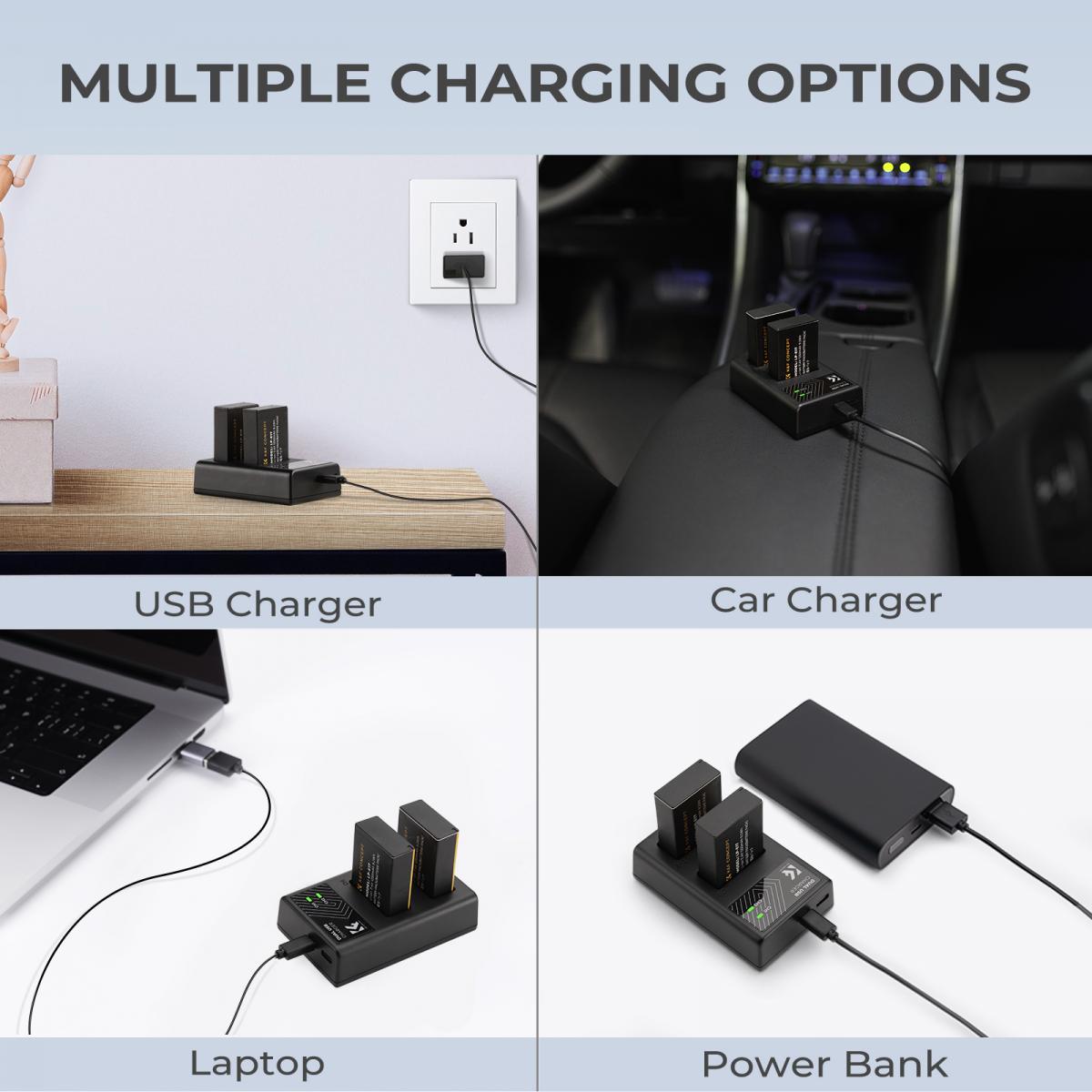K&F Concept hordozható dupla LC-E17 akkumulátor töltő, USB-C, 2db LP-E17 akkumulátorhoz