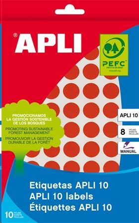 APLI 10 mm kör, kézzel írható etikett, piros 1008 darab (LCA2732)