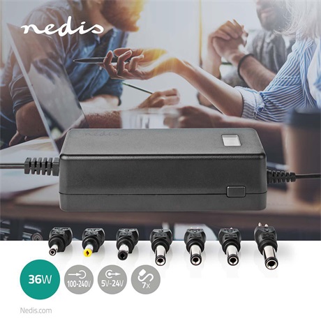 Nedis univerzális notebook adapter 36W 5-24V 2,4-3A 7fej (ACPA105)