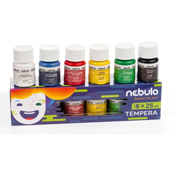NEBULO Tempera készlet tégelyes 25 ml 6 különböző szín (NTF-25-6) NEBULO Tempera készlet tégelyes 25 ml 6 különböző szín (NTF-25-6)