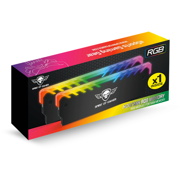 Spirit of Gamer SOG-MEM-RGB HEATSINK RGB MEMORY DDR3/DDR4 RGB aluminium fekete  Memória Hűtő