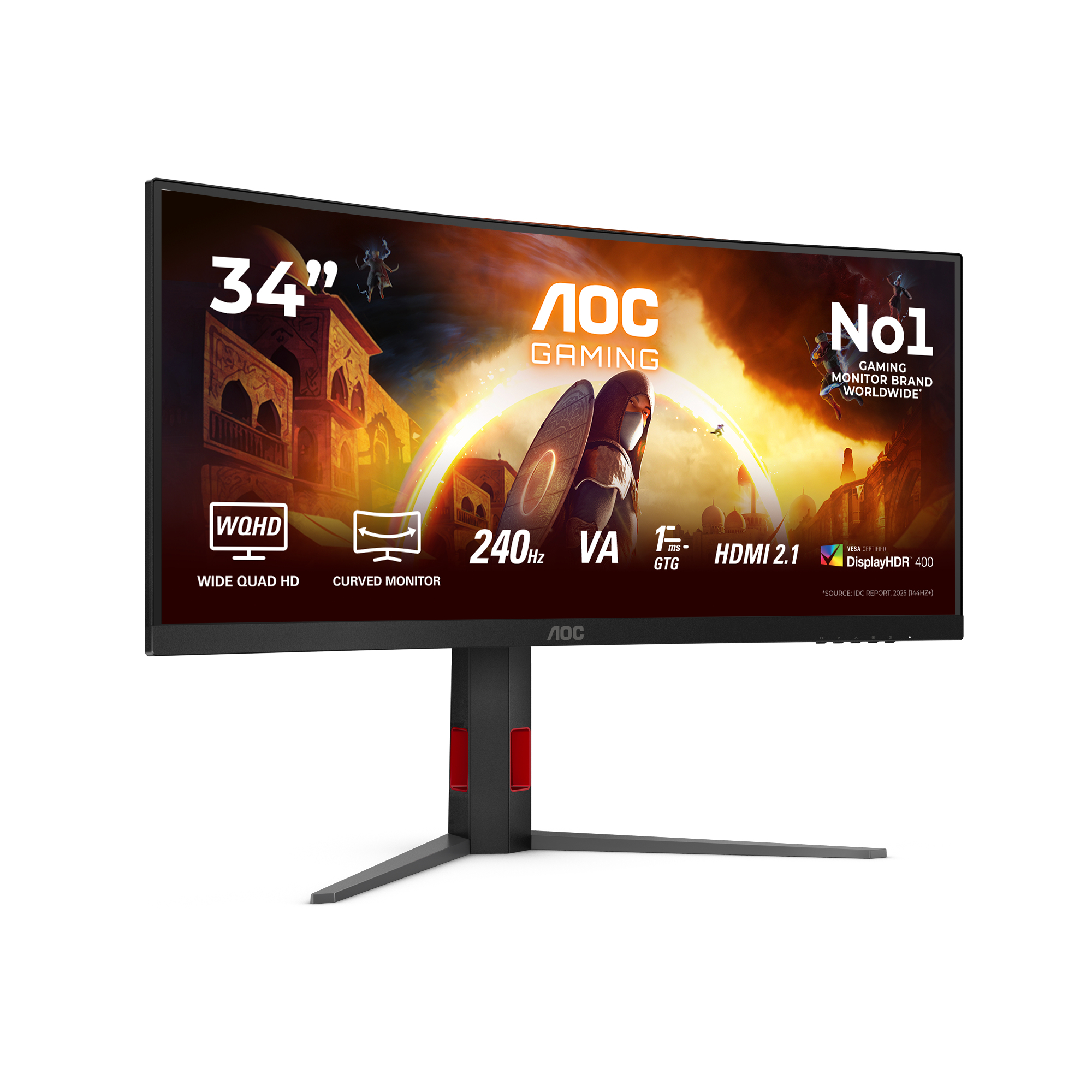 AOC 34" CU34G4Z Monitor - 3440x1440, WQHD, LED, VA, 240Hz, 1ms, FreeSync, Pivot, Fekete