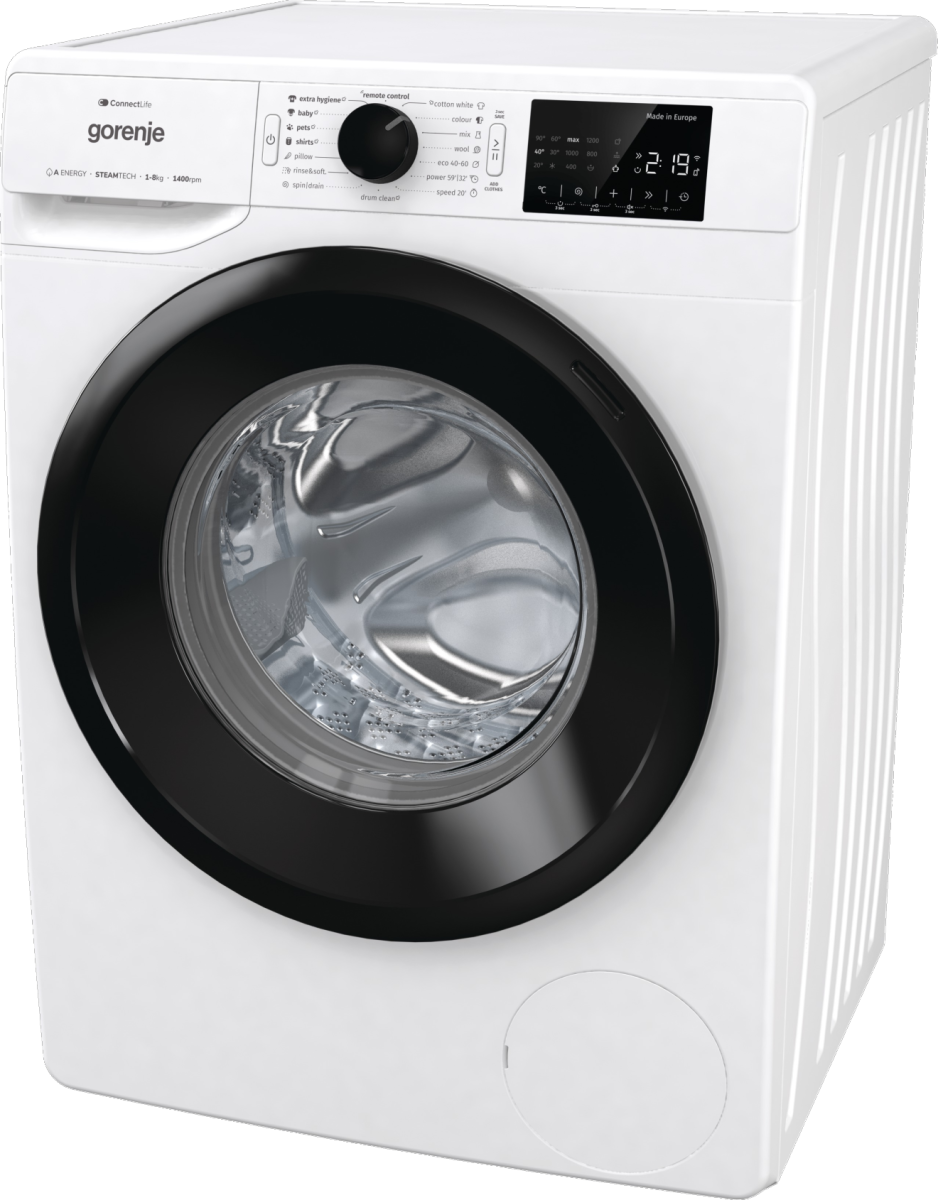 Gorenje WPNEI84A1SWIFI Elöltöltős mosógép - 8 kg, 1400 ford./perc, A Energiaosztály, SteamTech gőzprogram, WiFi Gorenje WPNEI84A1SWIFI Elöltöltős mosógép - 8 kg, 1400 ford./perc, A Energiaosztály, SteamTech gőzprogram, WiFi
