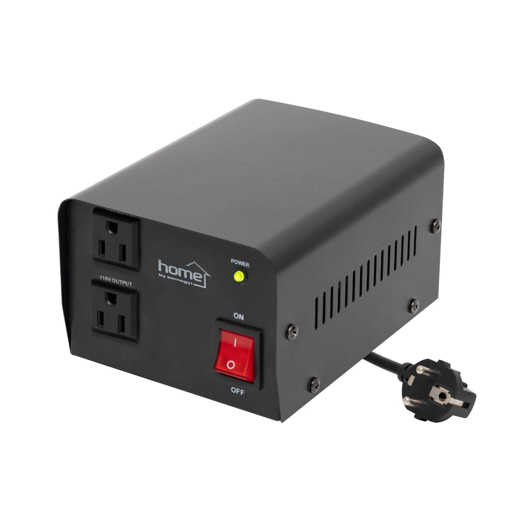Home feszültségátalakító, max.200VA, 230V/110V transzformátor, dupla 110V kimeneti aljzat két készülékhez, hordozható (VTF200VA)
