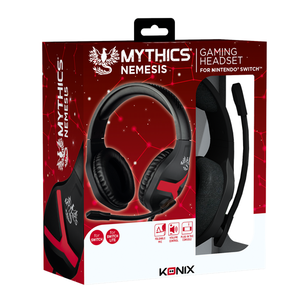 KONIX - MYTHICS Nintendo Switch Fejhallgató Nemesis Vezetékes Gaming Stereo Mikrofon, Fekete