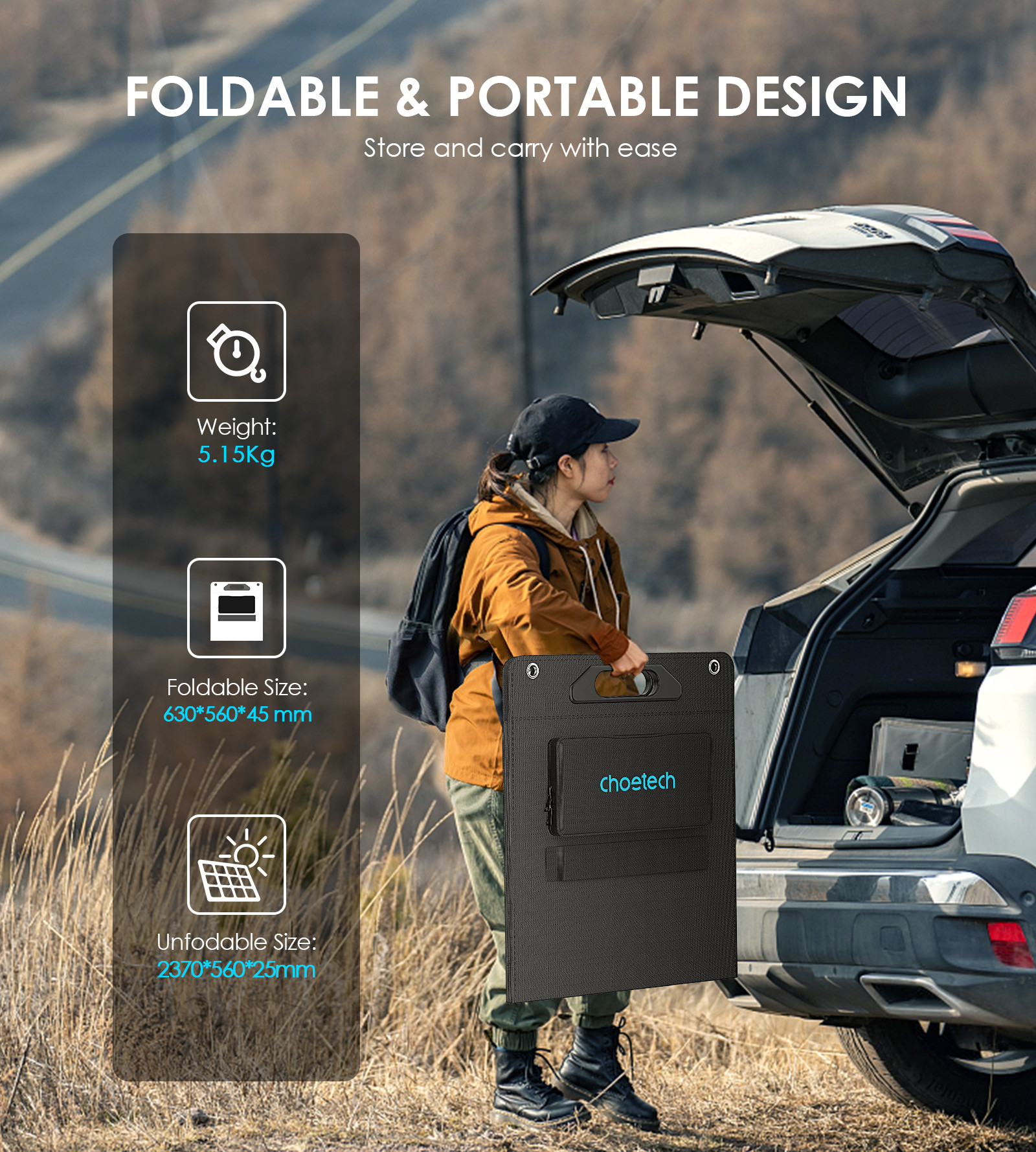 Choetech 200W napelemes könnyű töltő