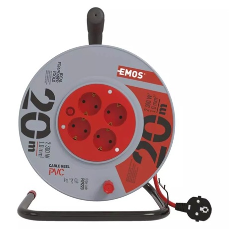 Emos P09220 KÁBELDOB 20 M / 4 ALJZAT / PIROS / PVC / 230 V / 1 MM2