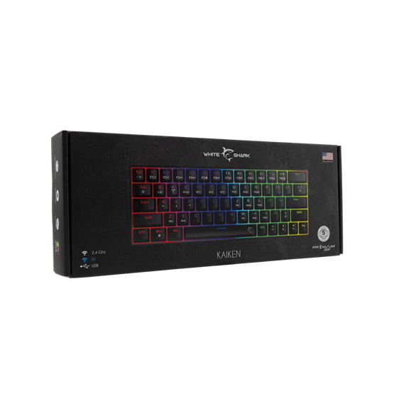  White Shark Premium GK-003111B/R-US KAIKEN vezeték nélküli mechanikus gamer billentyűzet Fekete US