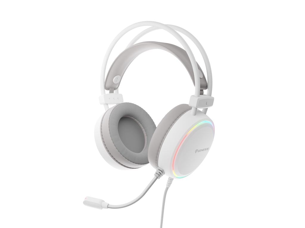Genesis Neon 613 G2 Gamer Fejhallgató mikrofonnal  RGB megvilágítással USB Fehér