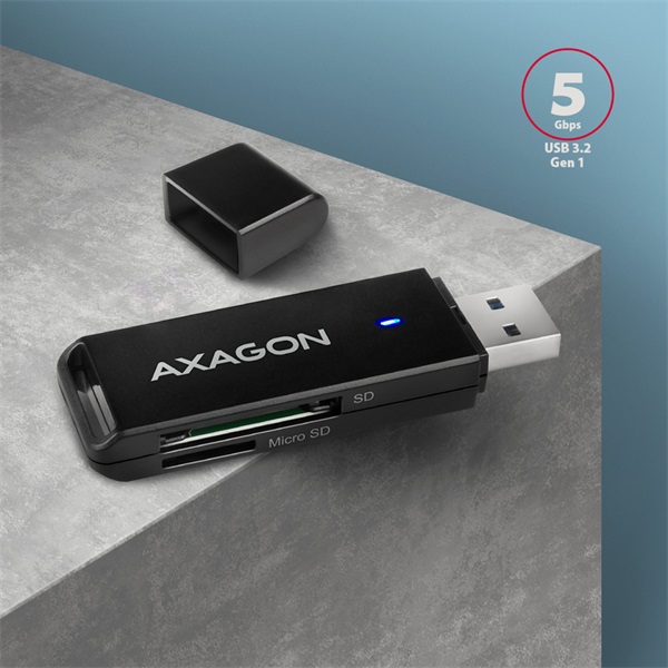 Axagon CRE-S2N SuperSpeed USB-A 3.2 Gen 1 slim SD/microSD kártyaolvasó Axagon CRE-S2N SuperSpeed USB-A 3.2 Gen 1 slim SD/microSD kártyaolvasó