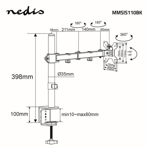 NEDIS MMSIS110BK 15-32" asztali monitor állvány 
