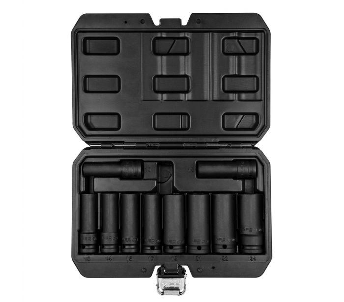Neo Tools 12-107 Gépi Dugókulcskészlet 1/2" 10db hosszú 10-24mm CR-MO Neo Tools 12-107 Gépi Dugókulcskészlet 1/2" 10db hosszú 10-24mm CR-MO