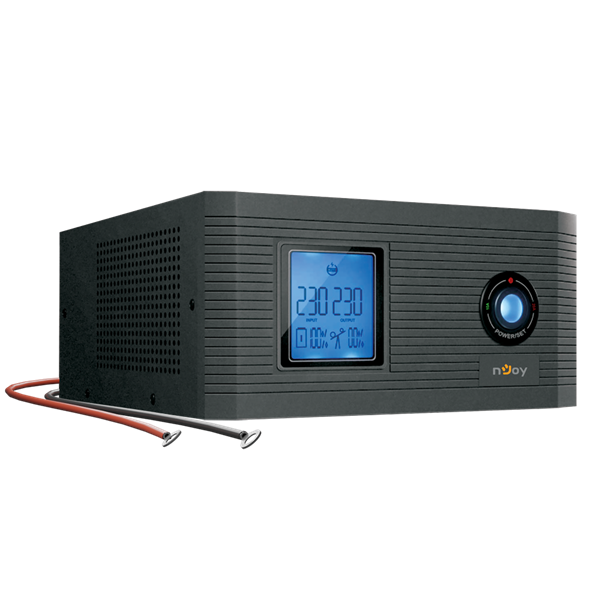 NJOY Inverter - Aira 1200 (2 Schuko, Szinusz hullám, Akku Támogatás: 40Ah-200Ah, AVR,  fekete)