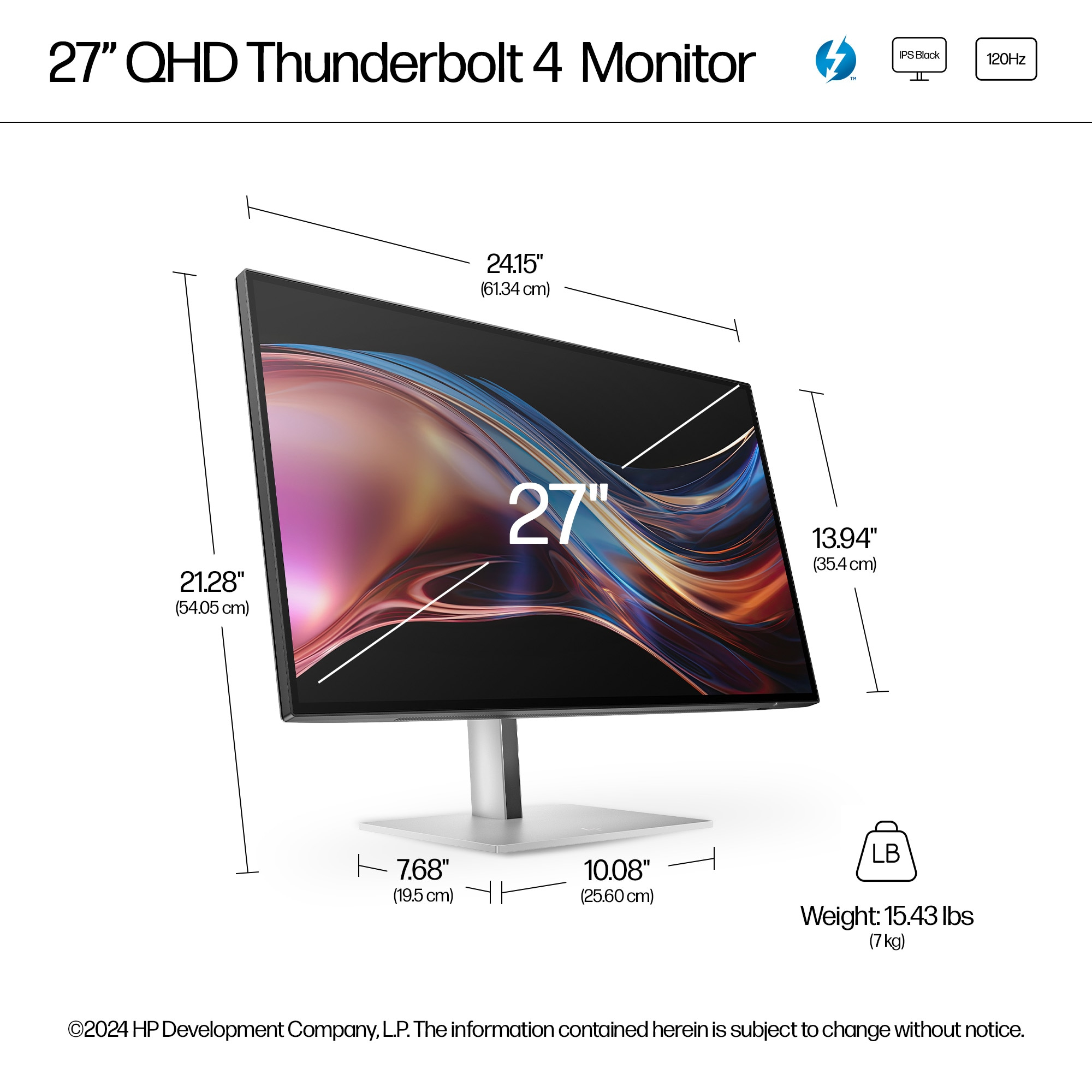 HP 27" 8J9E6UT#ABB / 8J9E6UT Monitor - 2560x1440, QHD, IPS, Ezüst-fekete