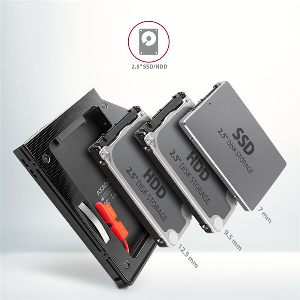 Axagon RSS-CD12 2.5" laptop ODD beépítő adapter fekete