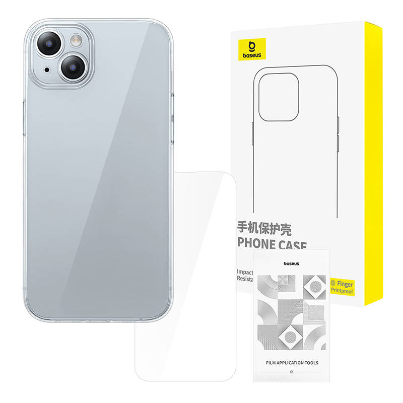 Clear Case Baseus iPhone 15 + tempered glass Clear Case Baseus iPhone 15 + tempered glass