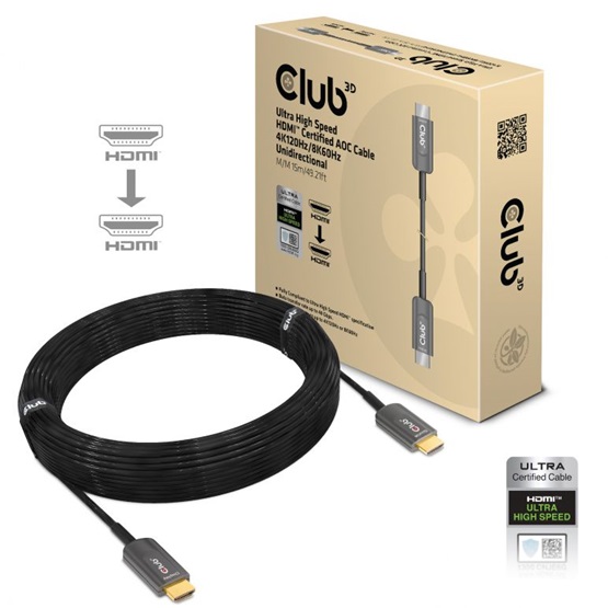  Club3D Ultra High Speed HDMI™ Certified AOC Cable 4K120Hz/8K60Hz Unidirectional   15m kábel