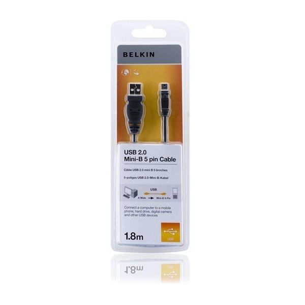Belkin USB 2.0 A --> Mini USB B átalakító kábel 1.8 m (F3U155CP1.8M) Belkin USB 2.0 A --> Mini USB B átalakító kábel 1.8 m (F3U155CP1.8M)